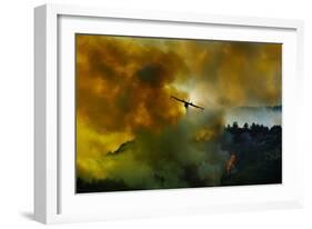 Canadair Aircraft in Action - Fighting for the Salvation of the Forest.-Antonio Grambone-Framed Photographic Print