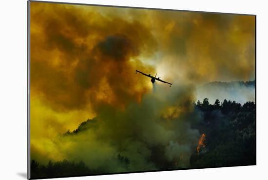 Canadair Aircraft in Action - Fighting for the Salvation of the Forest.-Antonio Grambone-Mounted Photographic Print