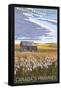 Canadas Praires - Land of Living Skies - Wheat Field and Shack-Lantern Press-Framed Stretched Canvas
