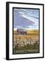 Canadas Praires - Land of Living Skies - Wheat Field and Shack-Lantern Press-Framed Art Print