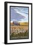 Canadas Praires - Land of Living Skies - Wheat Field and Shack-Lantern Press-Framed Art Print