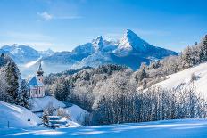 Idyllic Summer Landscape in the Alps with Fresh Green Mountain Pastures and Snow-Capped Mountain To-canadastock-Photographic Print