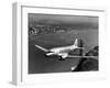 Canadian Colonial Airways Passenger Plane Flys over George Washington Bridge in Montreal, Canada-Margaret Bourke-White-Framed Photographic Print