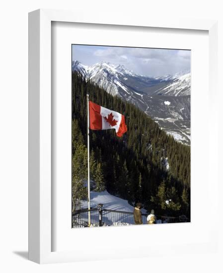 Canadian Flag at the Top of Sulphur Mountain, Banff National Park, Alberta, Canada-DeFreitas Michael-Framed Photographic Print