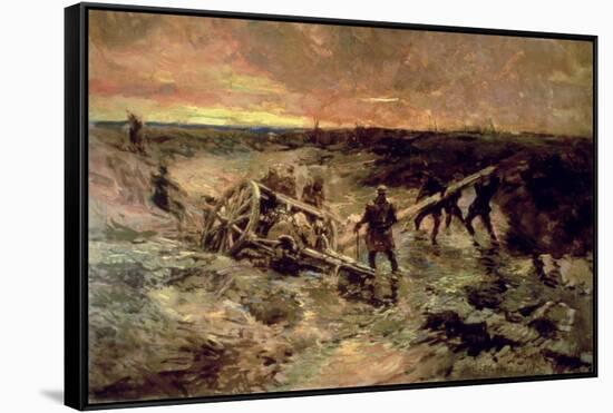 Canadian Gunners in the Mud, Passchendaele, 1917-Alfred Bastien-Framed Stretched Canvas