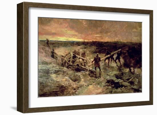 Canadian Gunners in the Mud, Passchendaele, 1917-Alfred Bastien-Framed Giclee Print