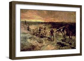 Canadian Gunners in the Mud, Passchendaele, 1917-Alfred Bastien-Framed Giclee Print