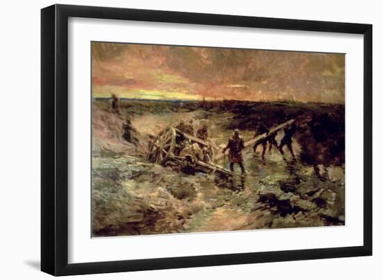 Canadian Gunners in the Mud, Passchendaele, 1917-Alfred Bastien-Framed Giclee Print