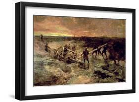 Canadian Gunners in the Mud, Passchendaele, 1917-Alfred Bastien-Framed Giclee Print