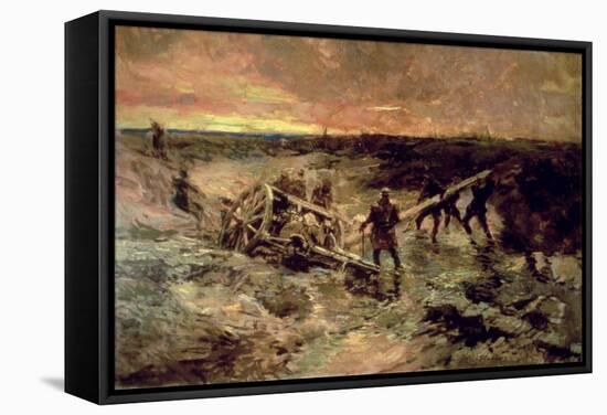 Canadian Gunners in the Mud, Passchendaele, 1917-Alfred Bastien-Framed Stretched Canvas