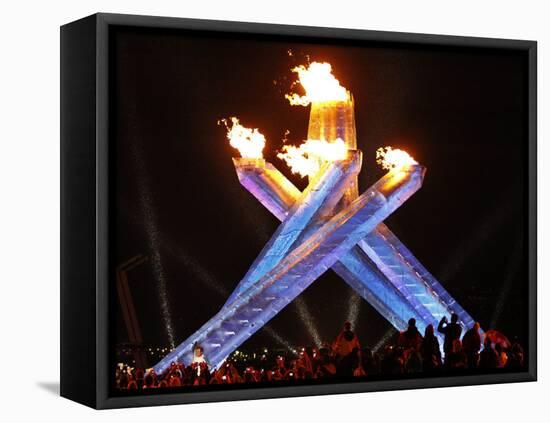 Canadian Ice Hockey Legend Wayne Gretzky as He Lights the Olympic Flame at the 2010 Winter Games-null-Framed Stretched Canvas