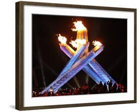 Canadian Ice Hockey Legend Wayne Gretzky as He Lights the Olympic Flame at the 2010 Winter Games-null-Framed Photographic Print