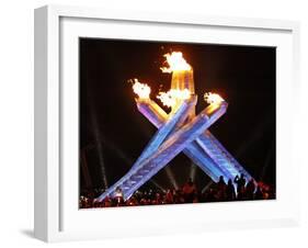 Canadian Ice Hockey Legend Wayne Gretzky as He Lights the Olympic Flame at the 2010 Winter Games-null-Framed Photographic Print