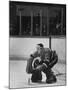 Canadian Jacques Plante Wearing Mask to Protect Face from Injuries During Ice Hockey Game-George Silk-Mounted Premium Photographic Print