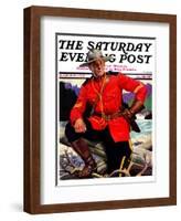 "Canadian Mountie," Saturday Evening Post Cover, March 25, 1933-Edgar Franklin Wittmack-Framed Giclee Print