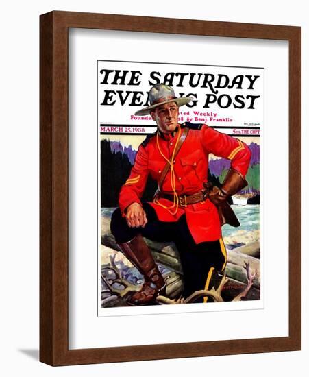 "Canadian Mountie," Saturday Evening Post Cover, March 25, 1933-Edgar Franklin Wittmack-Framed Giclee Print