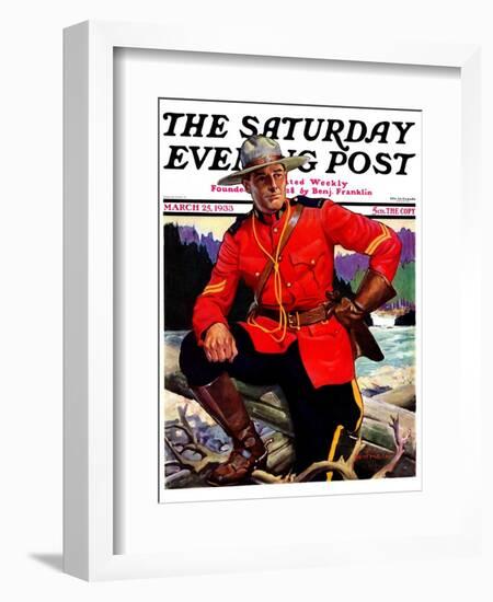 "Canadian Mountie," Saturday Evening Post Cover, March 25, 1933-Edgar Franklin Wittmack-Framed Giclee Print