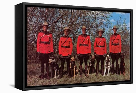 Canadian Mounties with Dogs-null-Framed Stretched Canvas