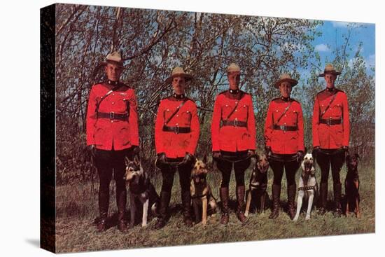 Canadian Mounties with Dogs-null-Stretched Canvas