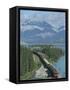 Canadian National Railways Goods Train Along Athabasca River, Jasper National Park, Rocky Mountains-Ursula Gahwiler-Framed Stretched Canvas