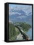 Canadian National Railways Goods Train Along Athabasca River, Jasper National Park, Rocky Mountains-Ursula Gahwiler-Framed Stretched Canvas