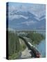 Canadian National Railways Goods Train Along Athabasca River, Jasper National Park, Rocky Mountains-Ursula Gahwiler-Stretched Canvas