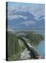 Canadian National Railways Goods Train Along Athabasca River, Jasper National Park, Rocky Mountains-Ursula Gahwiler-Stretched Canvas