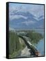 Canadian National Railways Goods Train Along Athabasca River, Jasper National Park, Rocky Mountains-Ursula Gahwiler-Framed Stretched Canvas
