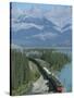 Canadian National Railways Goods Train Along Athabasca River, Jasper National Park, Rocky Mountains-Ursula Gahwiler-Stretched Canvas