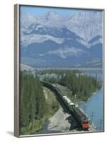 Canadian National Railways Goods Train Along Athabasca River, Jasper National Park, Rocky Mountains-Ursula Gahwiler-Framed Photographic Print