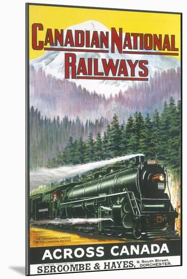 Canadian National Railways Poster Showing a Steam Engine Train in Canada-null-Mounted Photographic Print