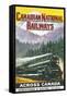 Canadian National Railways Poster Showing a Steam Engine Train in Canada-null-Framed Stretched Canvas