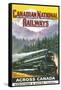 Canadian National Railways Poster Showing a Steam Engine Train in Canada-null-Framed Stretched Canvas