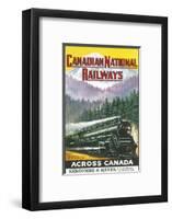 Canadian National Railways Poster Showing a Steam Engine Train in Canada-null-Framed Photographic Print