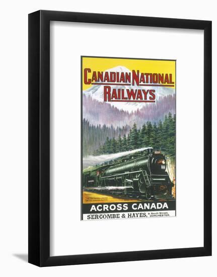 Canadian National Railways Poster Showing a Steam Engine Train in Canada-null-Framed Photographic Print