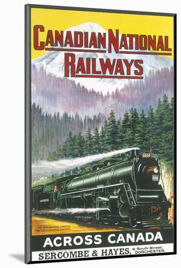 Canadian National Railways Poster Showing a Steam Engine Train in Canada-null-Mounted Photographic Print