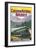 Canadian National Railways Poster Showing a Steam Engine Train in Canada-null-Framed Photographic Print