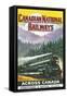 Canadian National Railways Poster Showing a Steam Engine Train in Canada-null-Framed Stretched Canvas