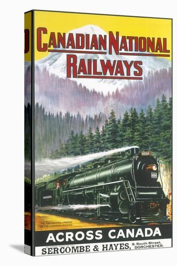 Canadian National Railways Poster Showing a Steam Engine Train in Canada-null-Stretched Canvas