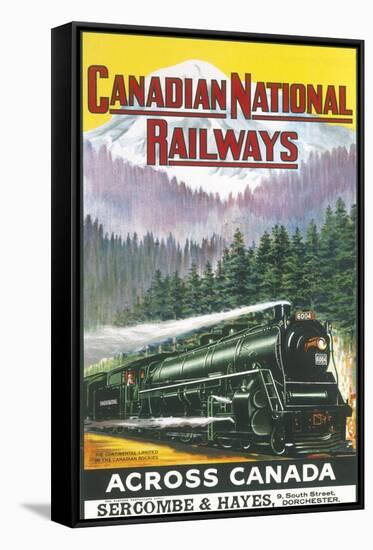 Canadian National Railways Poster Showing a Steam Engine Train in Canada-null-Framed Stretched Canvas