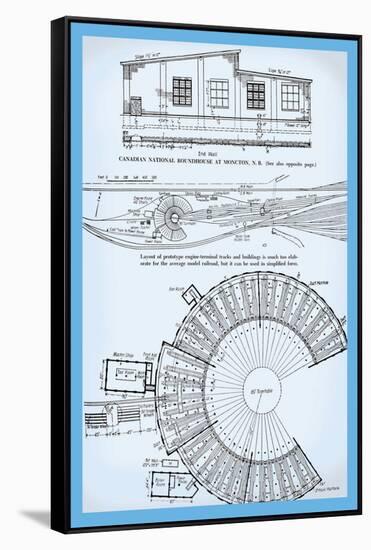 Canadian National Roundhouse-null-Framed Stretched Canvas