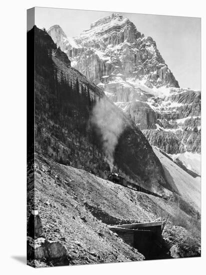 Canadian Pacific Railroad Beneath Mount Stephen-null-Stretched Canvas