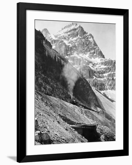 Canadian Pacific Railroad Beneath Mount Stephen-null-Framed Photographic Print