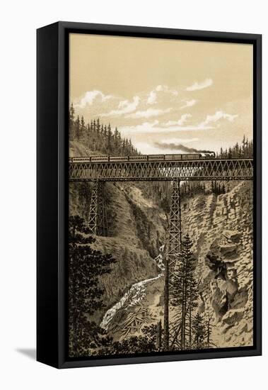 Canadian Pacific Railroad Trestle Over Stoney Creek, 296 Feet High, 1880s-null-Framed Stretched Canvas