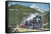 Canadian Pacific Railway at the Foot of the Rocky Mountains, 1935-null-Framed Stretched Canvas