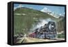 Canadian Pacific Railway at the Foot of the Rocky Mountains, 1935-null-Framed Stretched Canvas