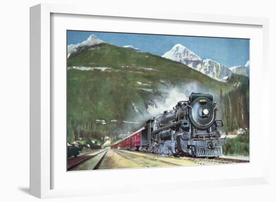 Canadian Pacific Railway at the Foot of the Rocky Mountains, 1935-null-Framed Giclee Print