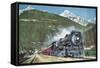 Canadian Pacific Railway at the Foot of the Rocky Mountains, 1935-null-Framed Stretched Canvas