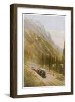 Canadian Pacific Railway Train Emerges from the Connaught Tunnel in the Selkirk Mountains-null-Framed Art Print