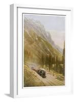 Canadian Pacific Railway Train Emerges from the Connaught Tunnel in the Selkirk Mountains-null-Framed Art Print